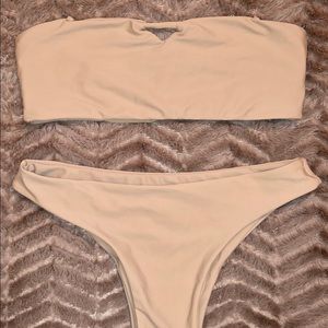 Never worn // nude bandeau bikini set